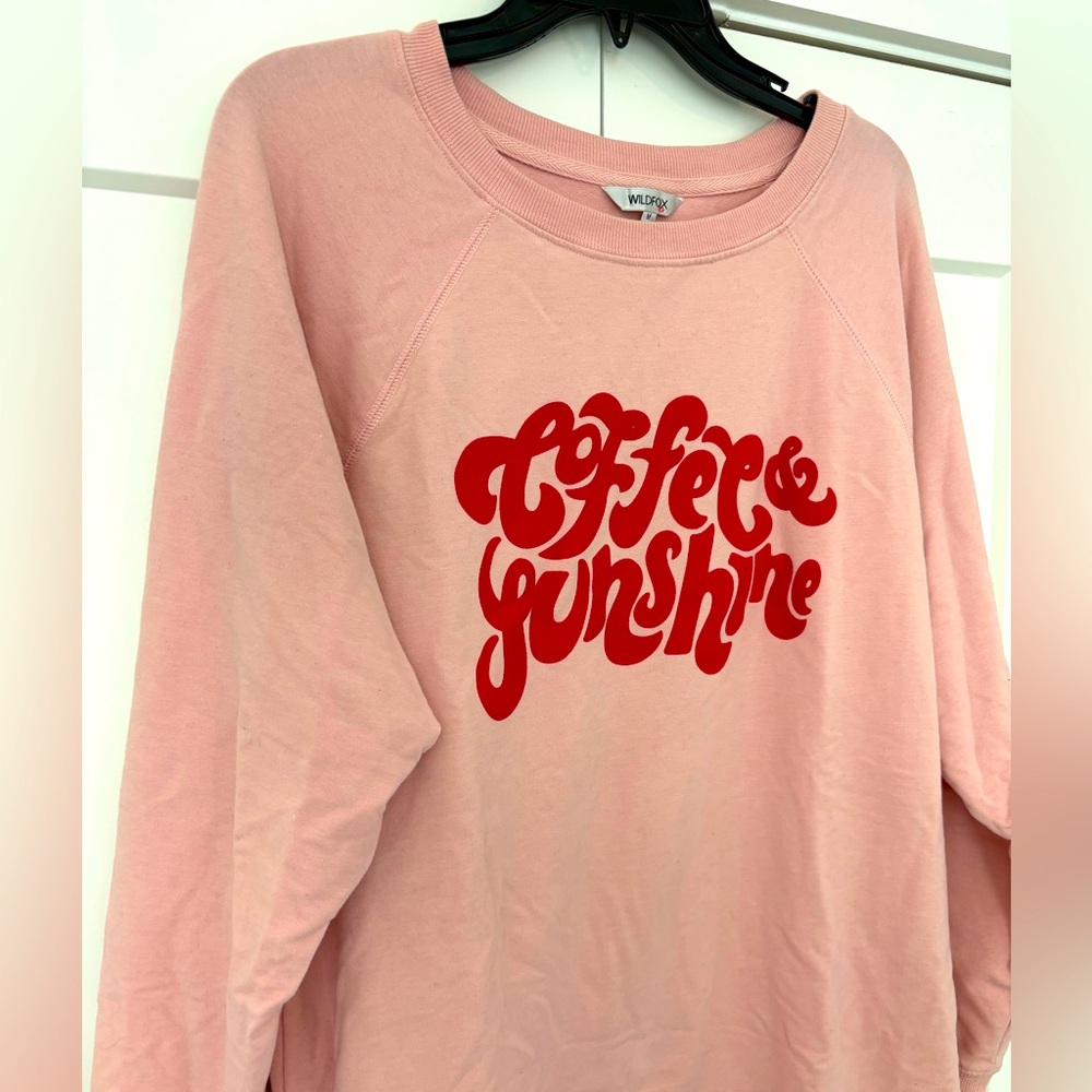 Oversized pink “Coffee & Sunshine” sweater